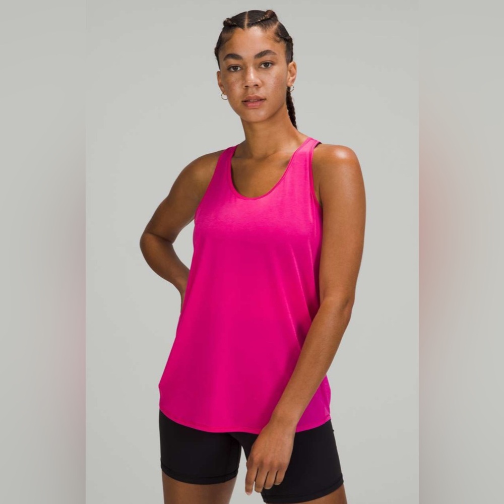 SOLD NWT Essentals Pleated Tank Racerback Sonic Pink - Picture 5 of 5